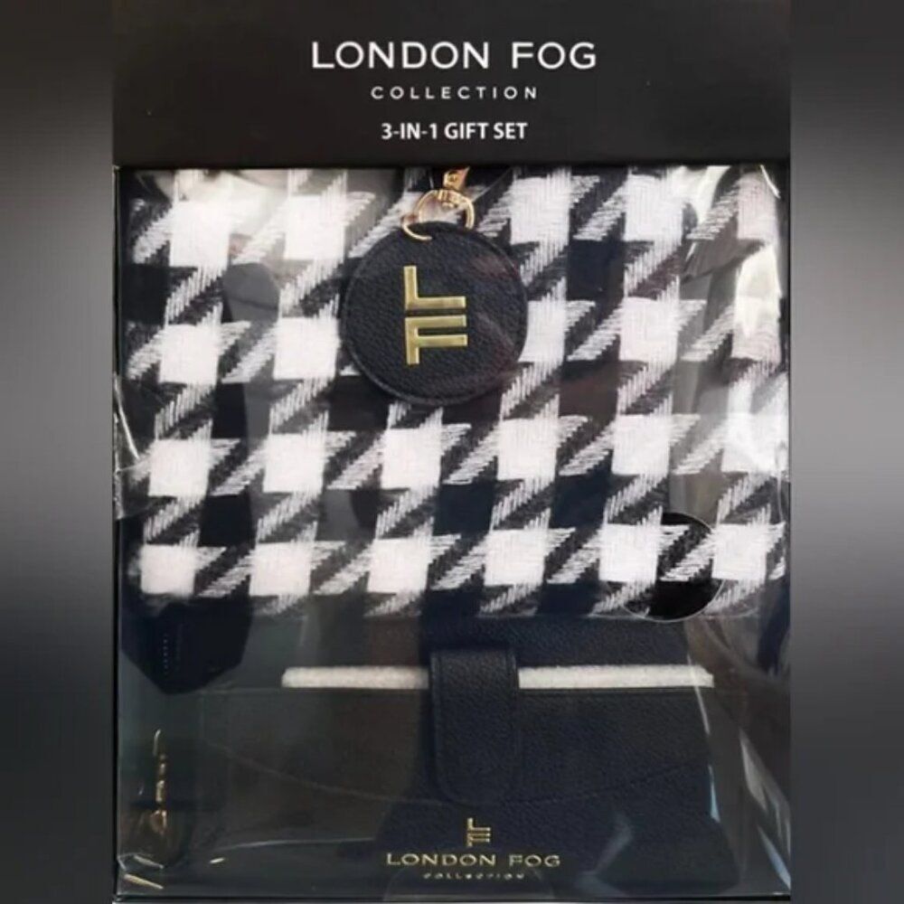 NIB London Fog Black and White Houndstooth 3-in-1 Gift Set